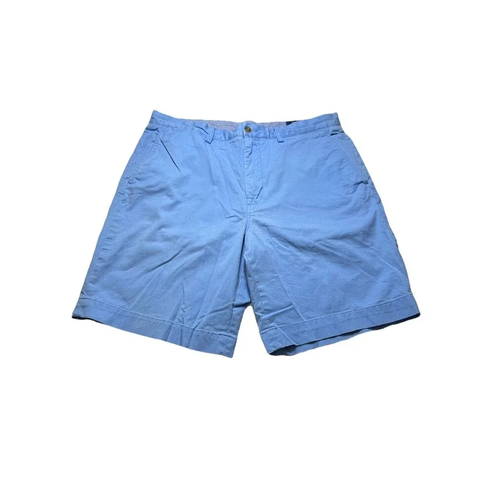 Polo Ralph Lauren Classic Fit Chino Shorts Men 35 Blue Stretch Flat Front Preppy